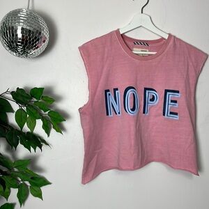 🙅🏽‍♀️ 1901 NOPE graphic sleeveless t shirt muscle tee raw edge small 🙅🏽‍♀️